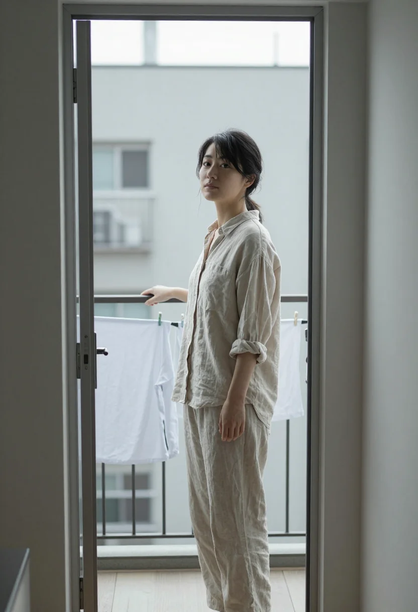 AI tokyo apartment sample — portrait of a woman, half-length photograph of a Japanese wo