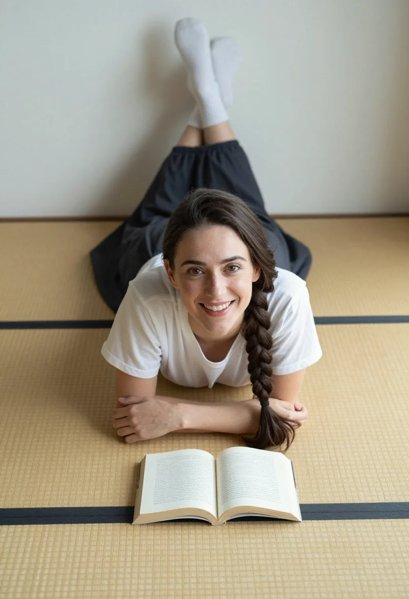 AI tokyo apartment sample — portrait of a woman, chest-up photograph of a Western-Europe