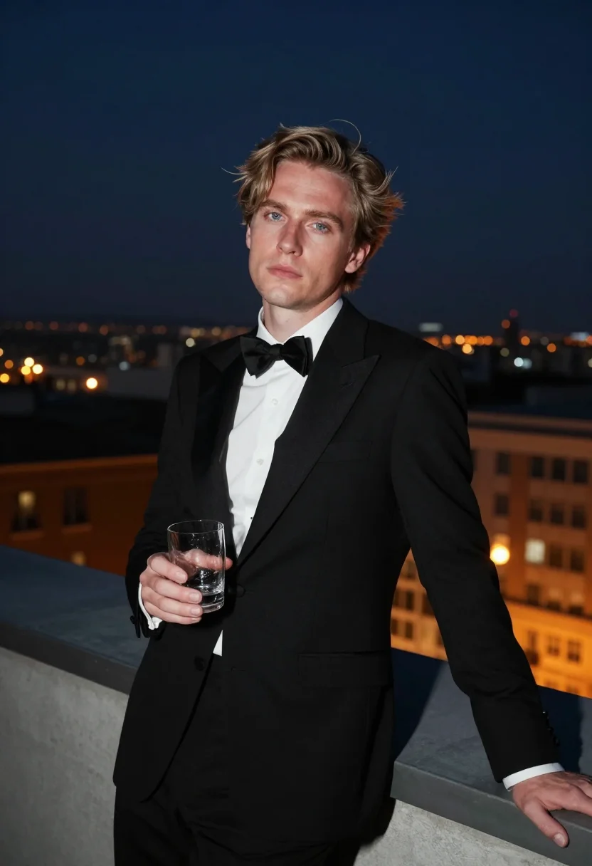AI tom ford tuxedo sample — portrait of a man, chest-up portrait of a Northern-European