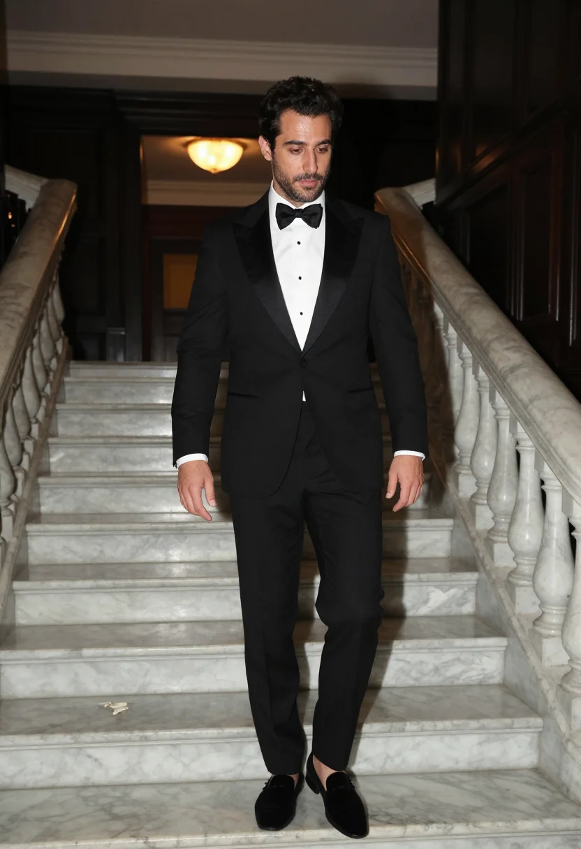 AI tom ford tuxedo sample — portrait of a man, full-length portrait of a Mediterranean m