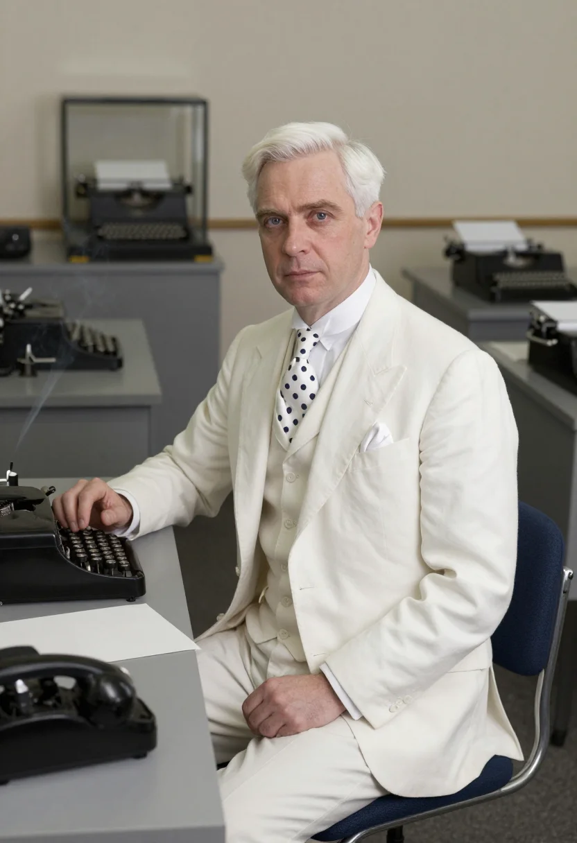 AI tom wolfe sample — portrait of a man, three-quarter-length portrait of a Wester