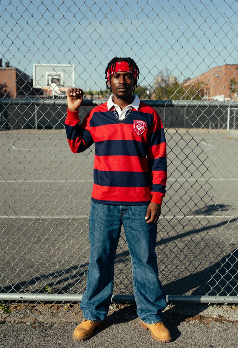 AI tommy 90s sample — portrait of a man, half-length portrait of a Black British m