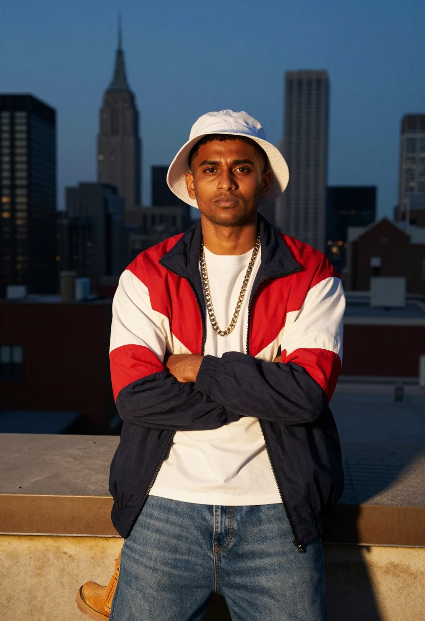 AI tommy 90s sample — portrait of a man, close portrait of a South-Asian man in hi