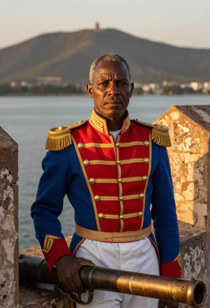 AI toussaint louverture sample — portrait of a man, chest-up portrait of a Haitian man in his