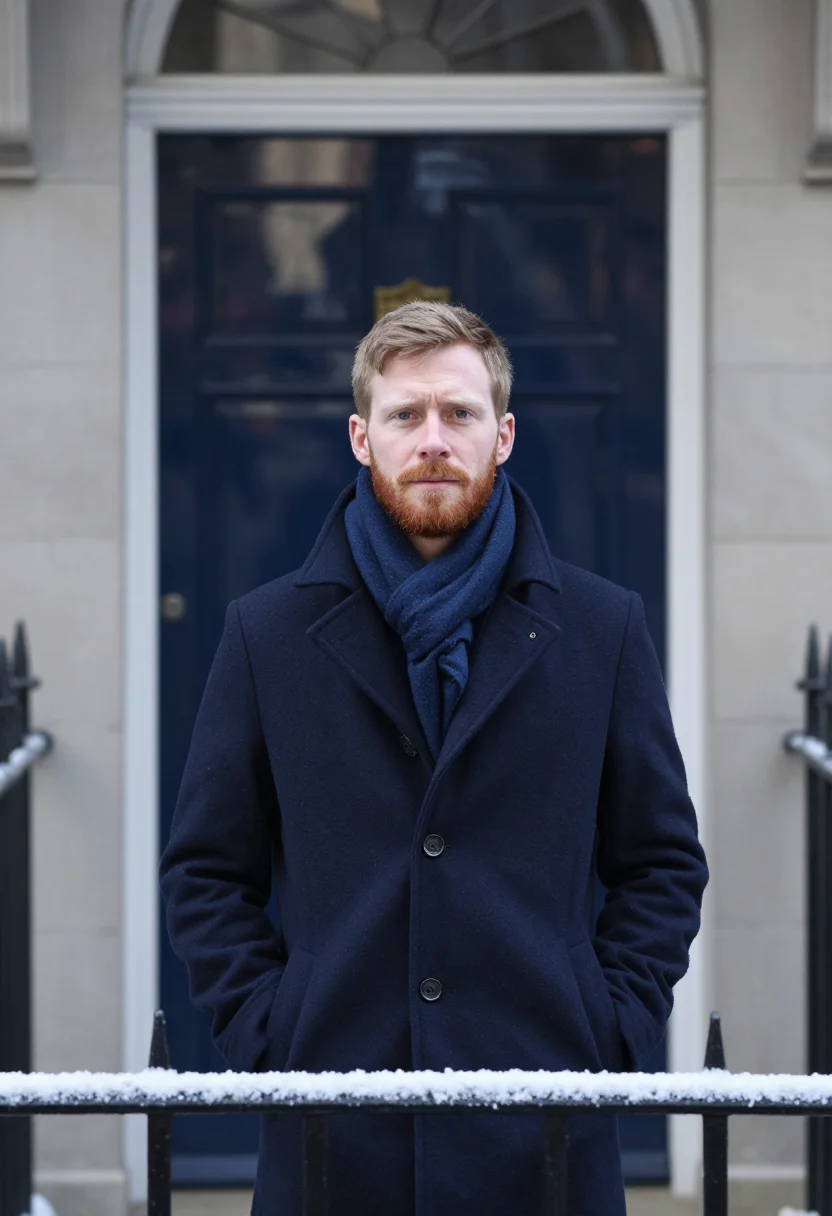 AI townhouse navy door sample — portrait of a man, framed half-length from the head to the h