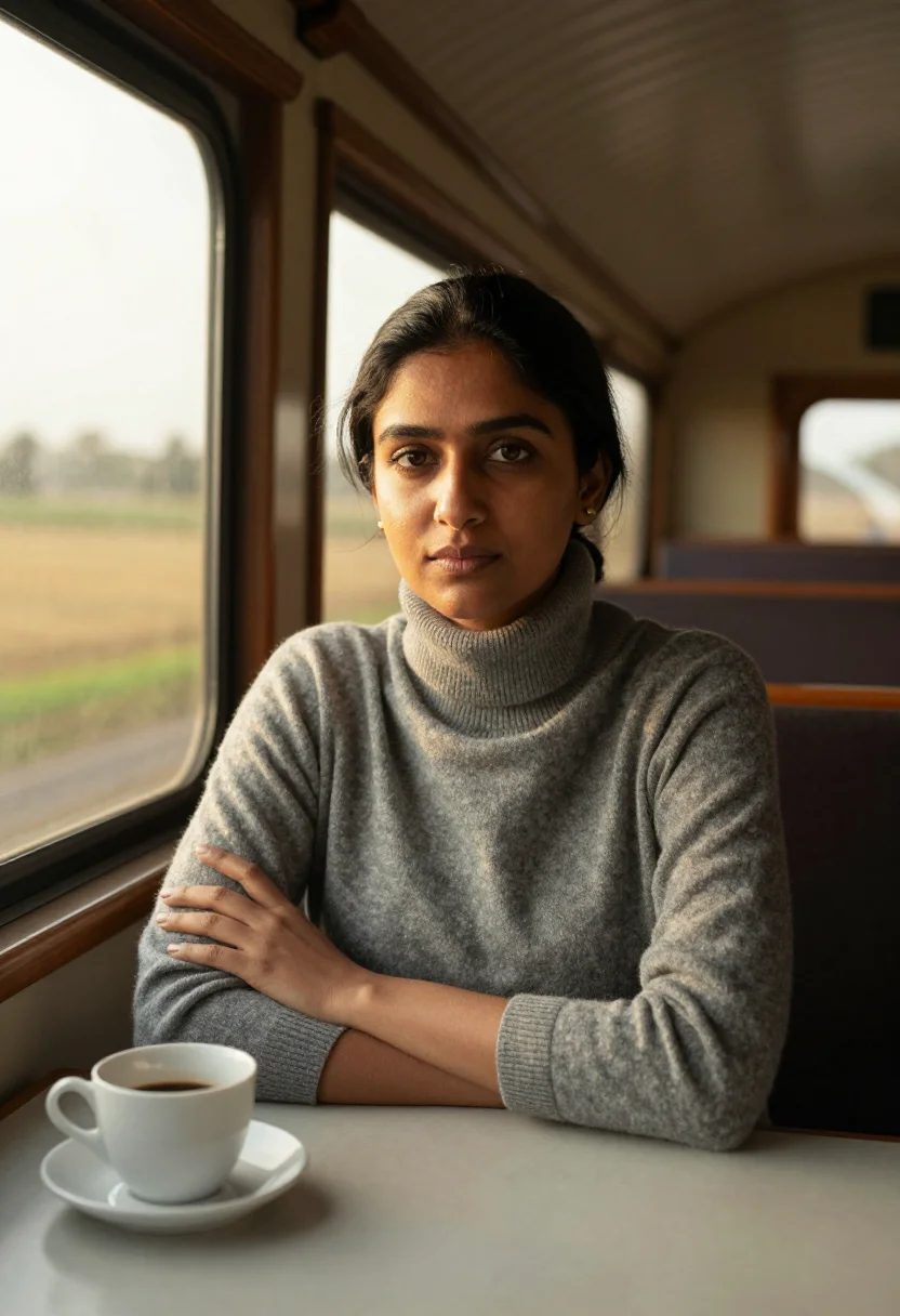AI train sample — portrait of a woman, close half-length portrait of a South-A