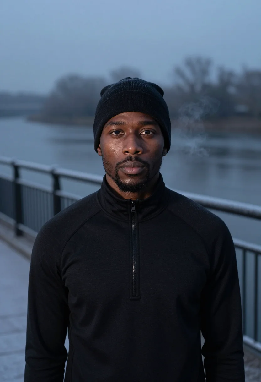 AI trainer frost black sample — portrait of a man, head-and-shoulders portrait of a Black ma
