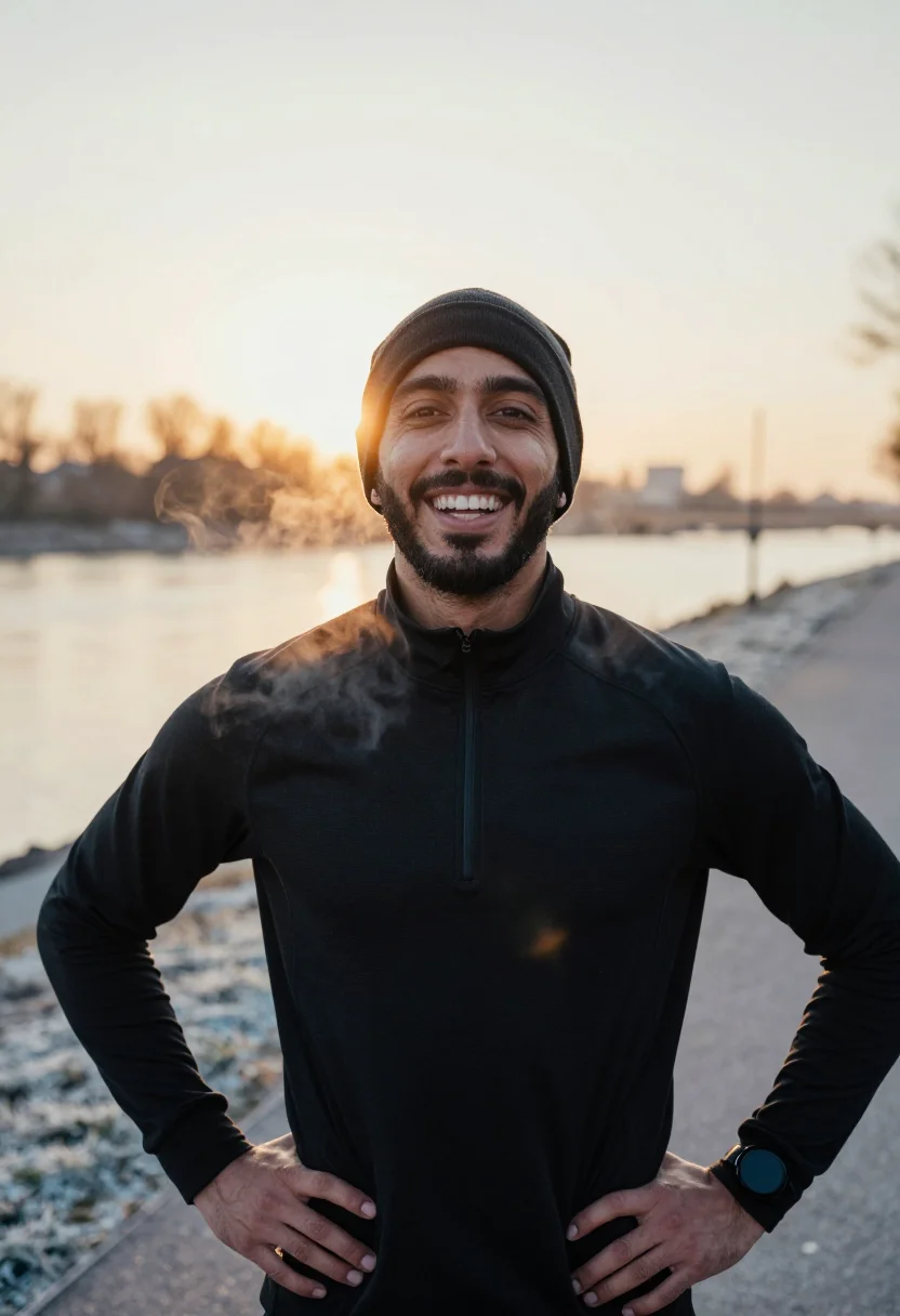 AI trainer frost black sample — portrait of a man, chest-up portrait of a Middle-Eastern man