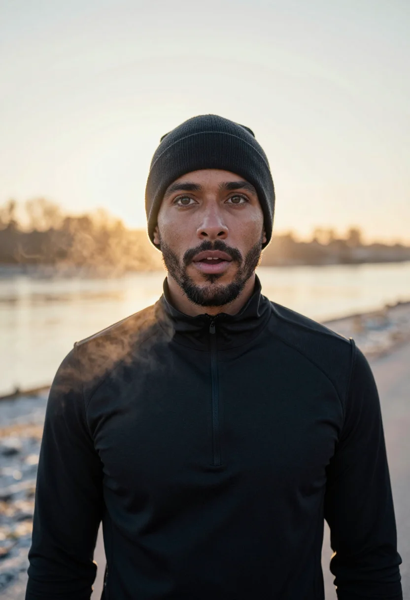 AI trainer frost black sample — portrait of a man, tight headshot of a mixed-heritage man in