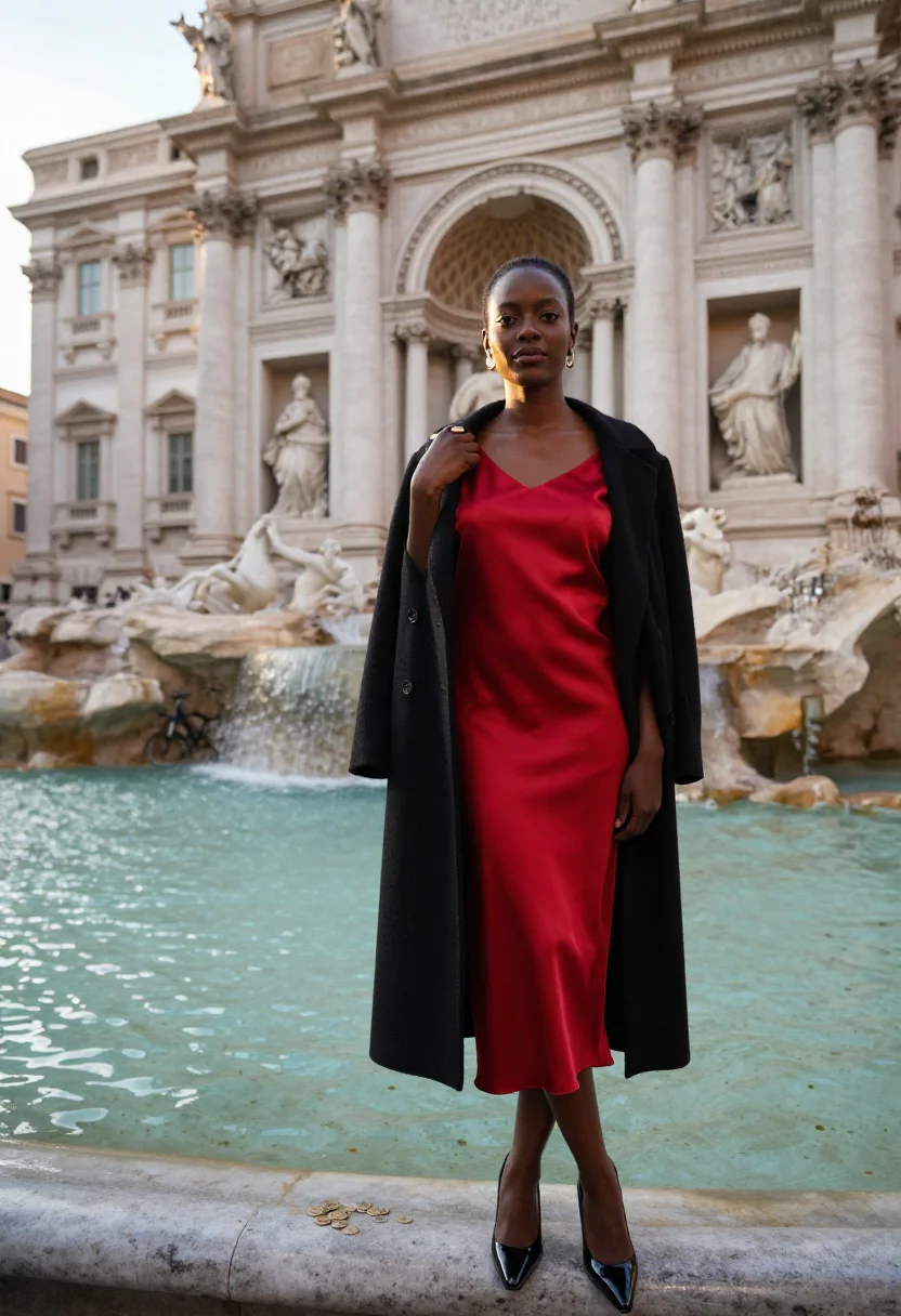 AI trevi fountain sample — portrait of a woman, full-length portrait of a Black woman w