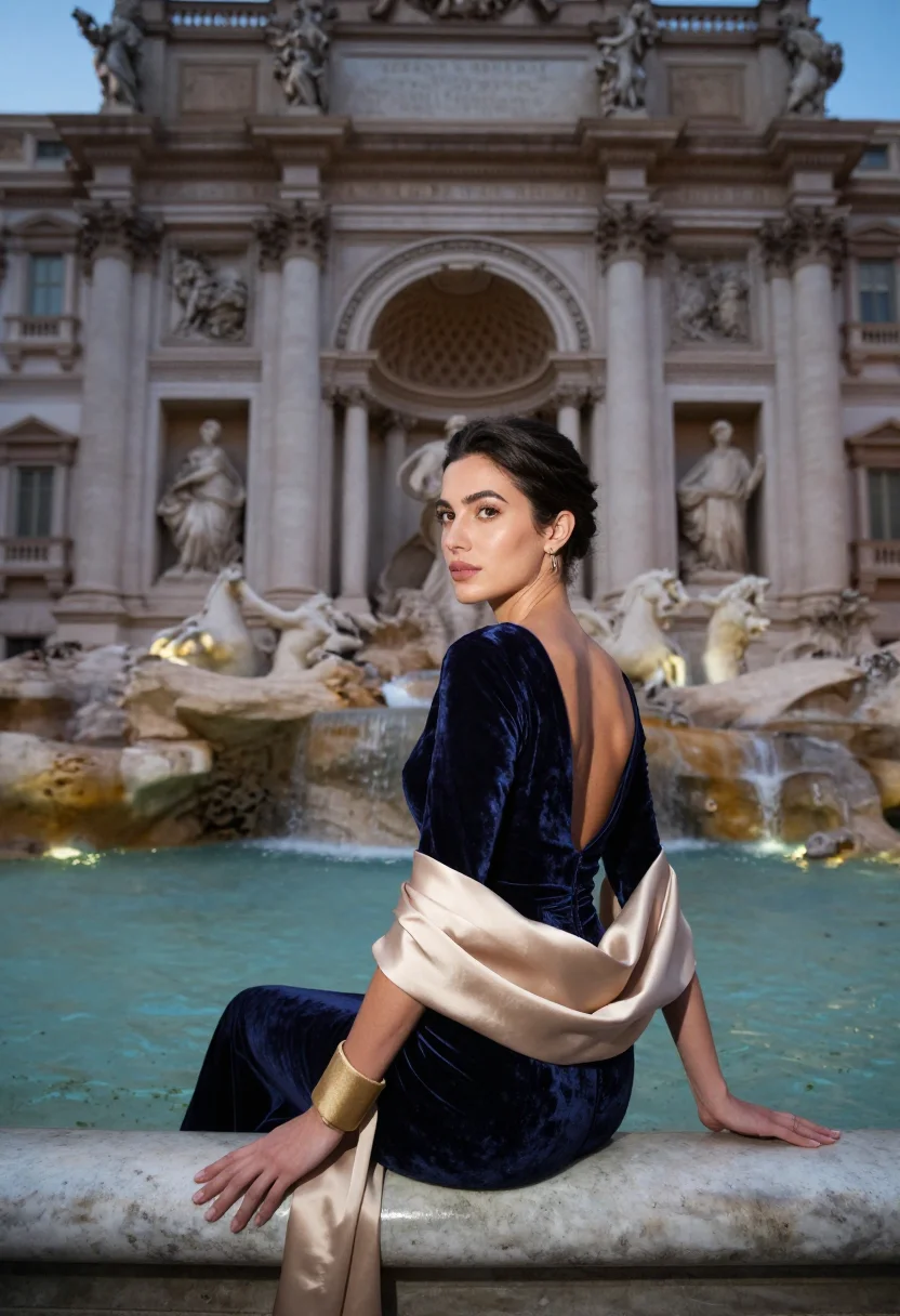 AI trevi fountain sample — portrait of a woman, half-length portrait of a Western-Europ