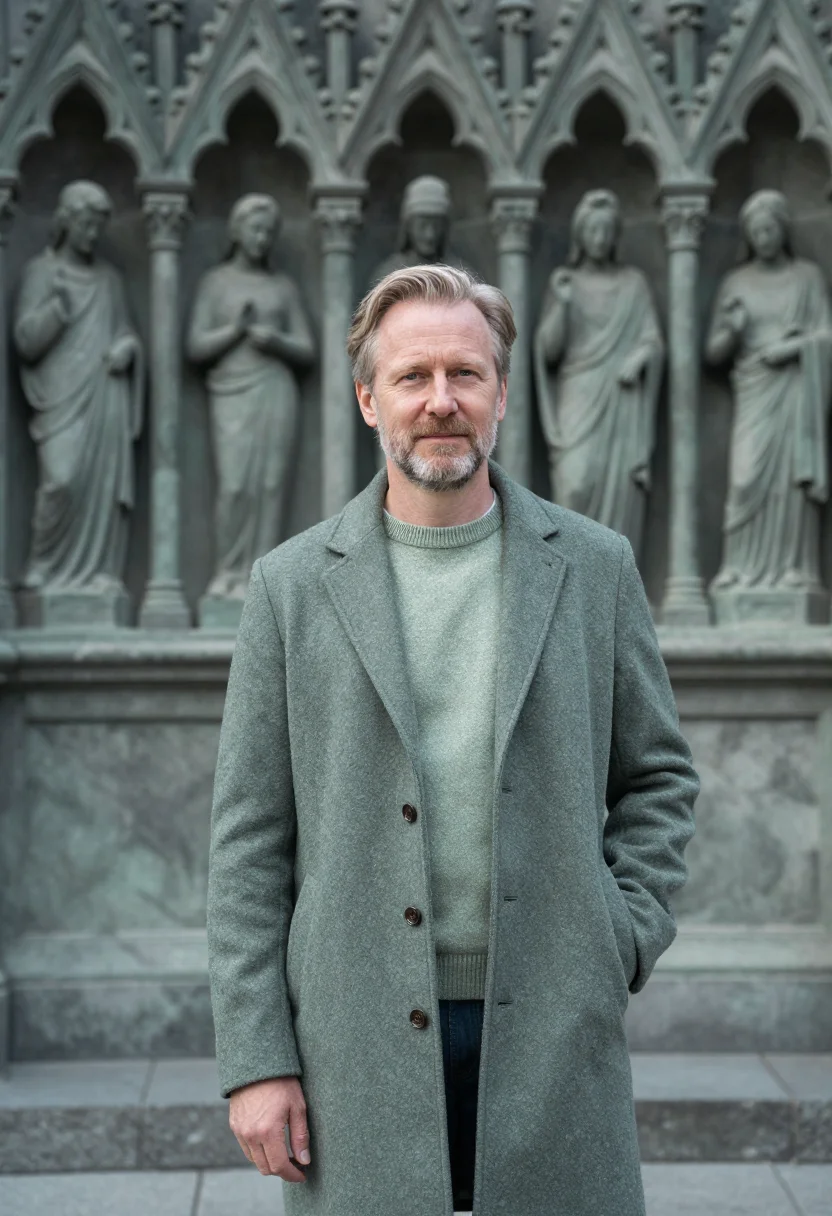 AI trondheim professor nidaros soapstone sample — portrait of a man, a professor in his fifties of Swedish des
