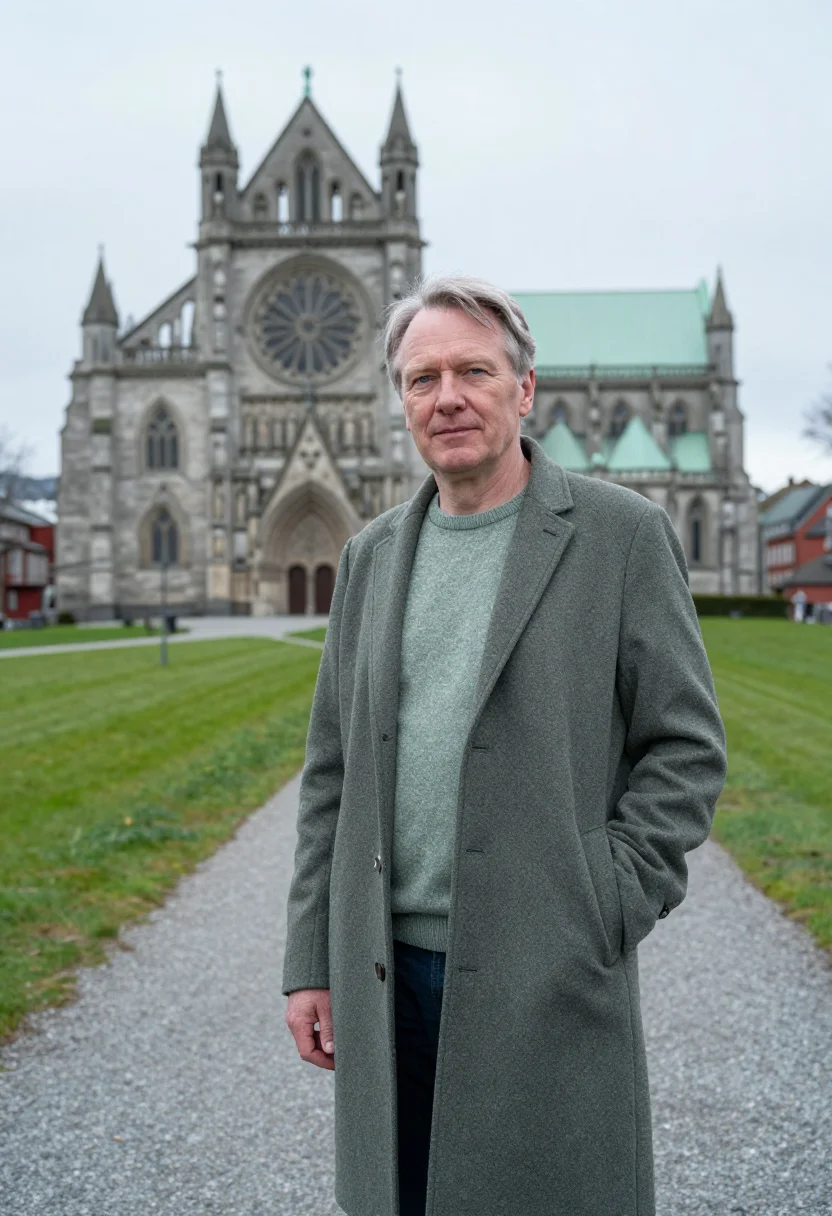 AI trondheim professor nidaros soapstone sample — portrait of a man, a professor in his sixties of Polish desc