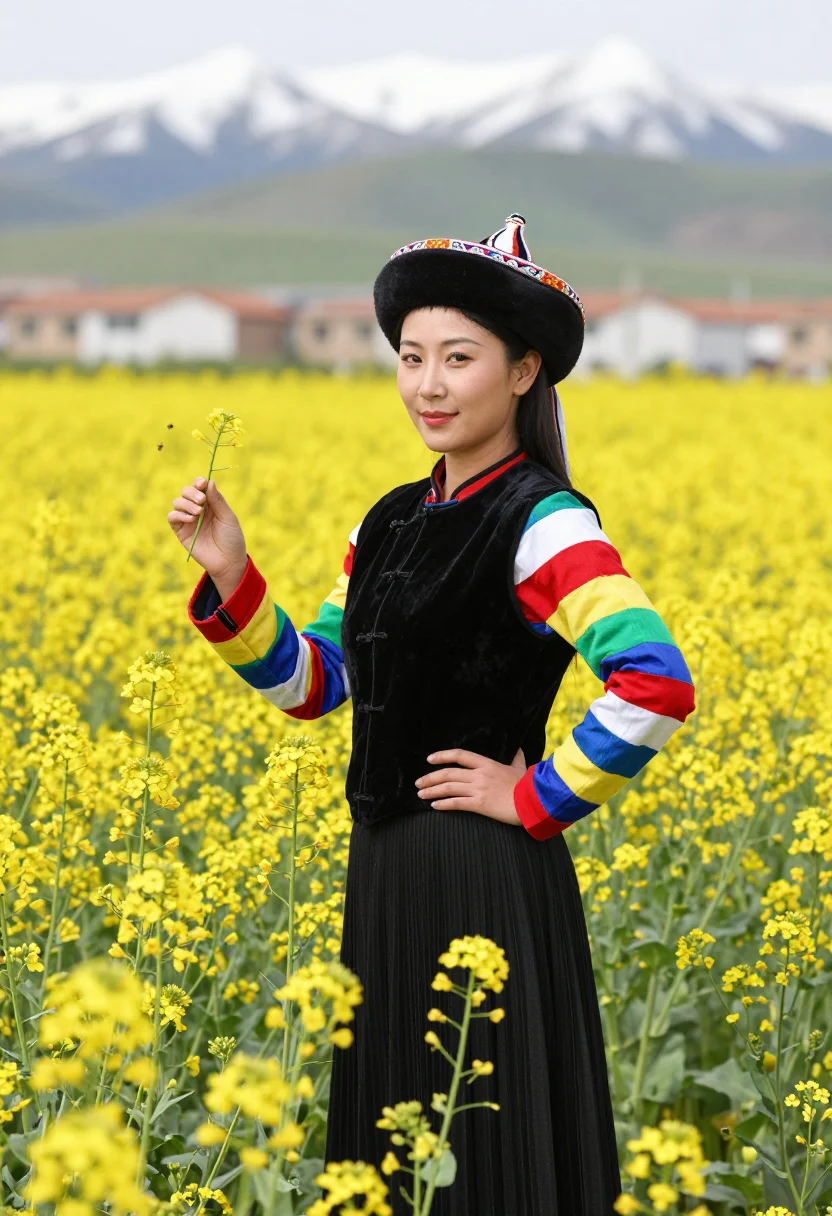 AI tu rainbow sleeves sample — portrait of a woman, half-length portrait of a Tu woman in h