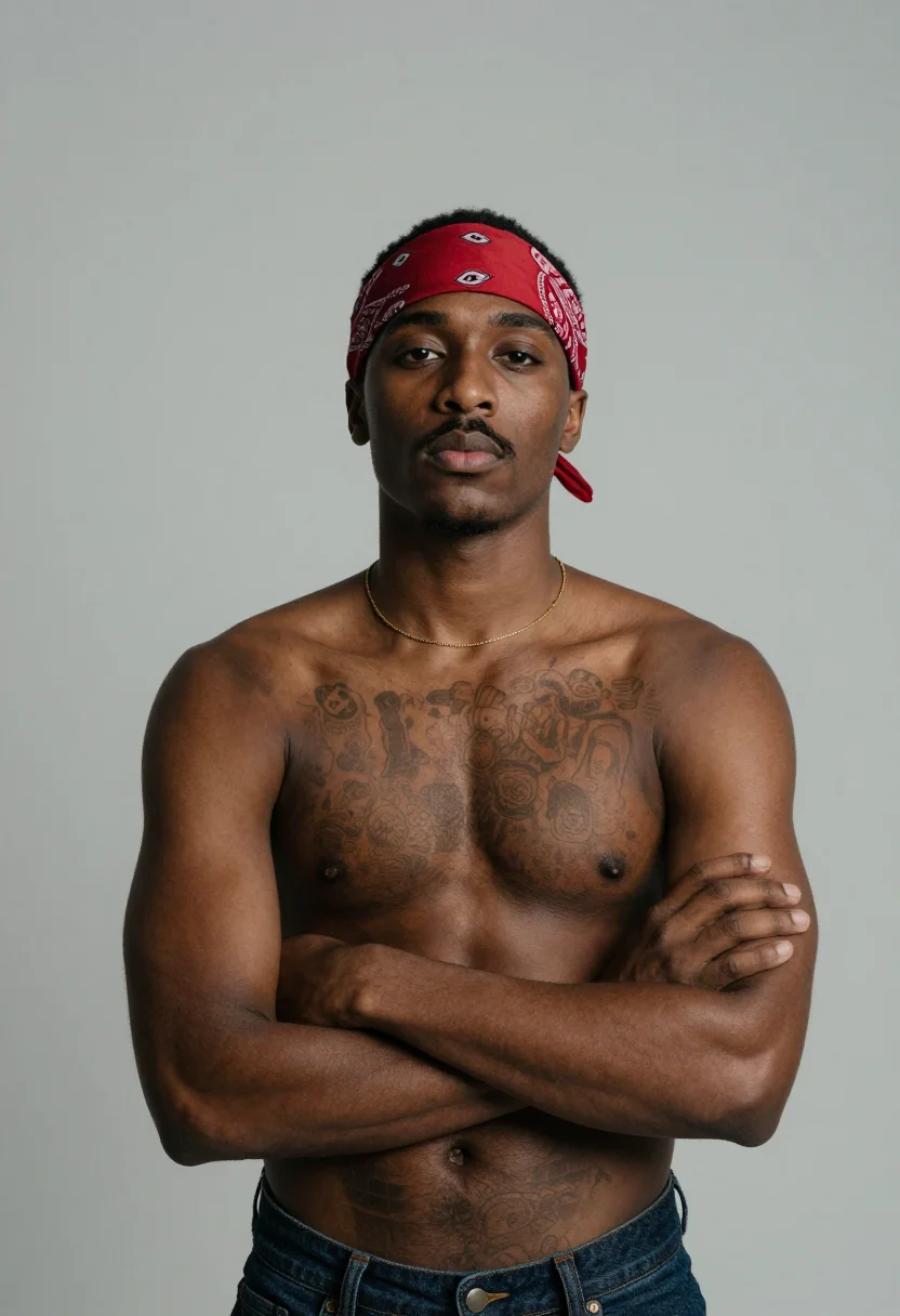 AI tupac sample — portrait of a man, head-and-torso portrait of a Black man wi