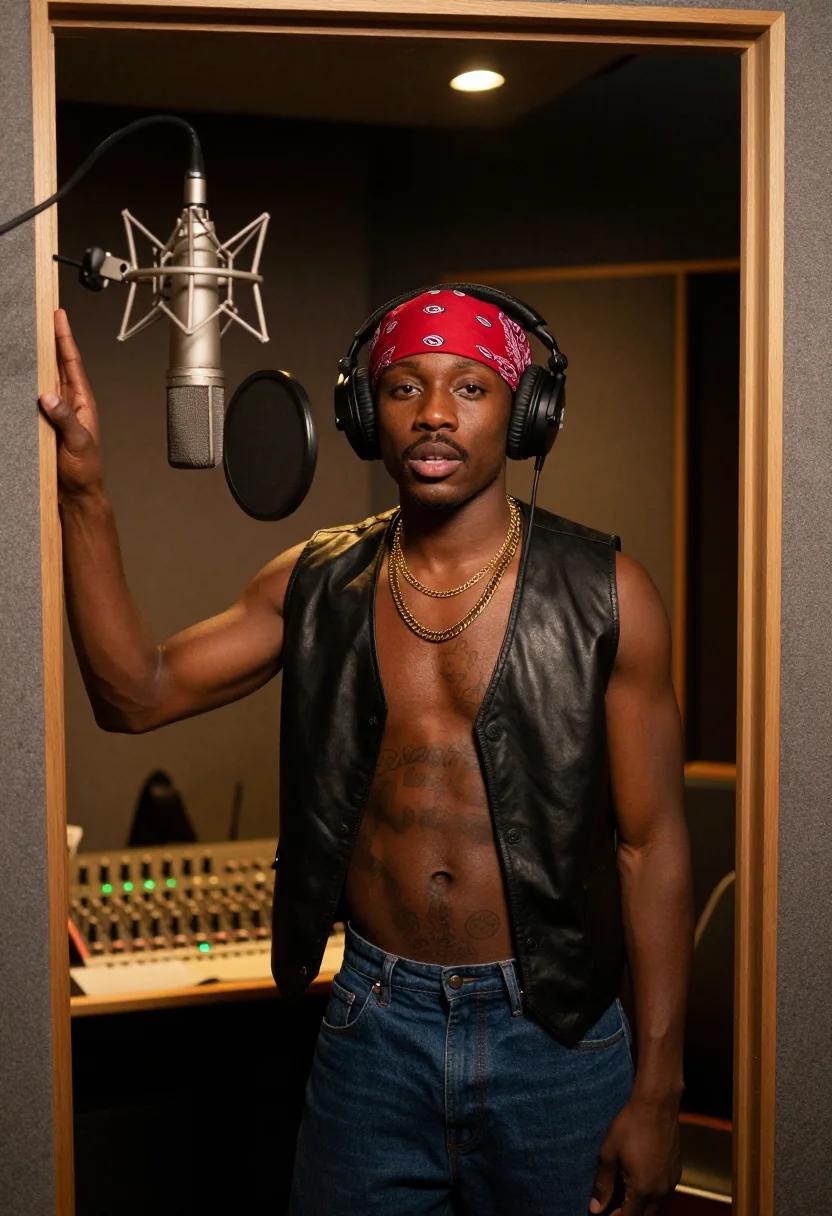 AI tupac sample — portrait of a man, close half-length portrait of a Black man