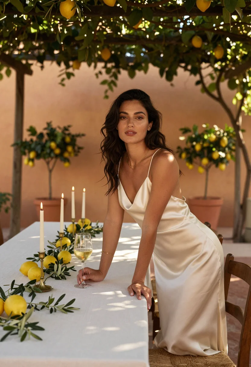 AI tuscan villa vows sample — portrait of a woman, half-length portrait of a Western-Europ