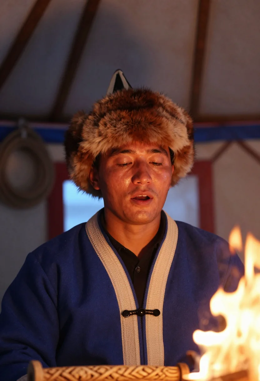 AI tuvan sample — candid bust-length portrait of a Tuvan man with warm sun-ton