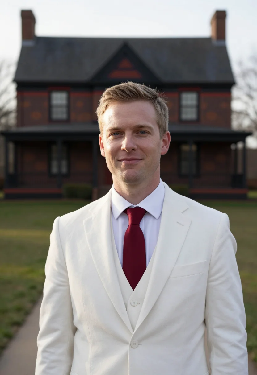 AI twain hartford white suit sample — portrait of a man, head-and-shoulders portrait of a man of G