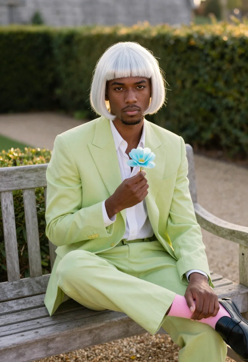 AI tyler the creator igor sample — portrait of a man, close half-length portrait of a Black man