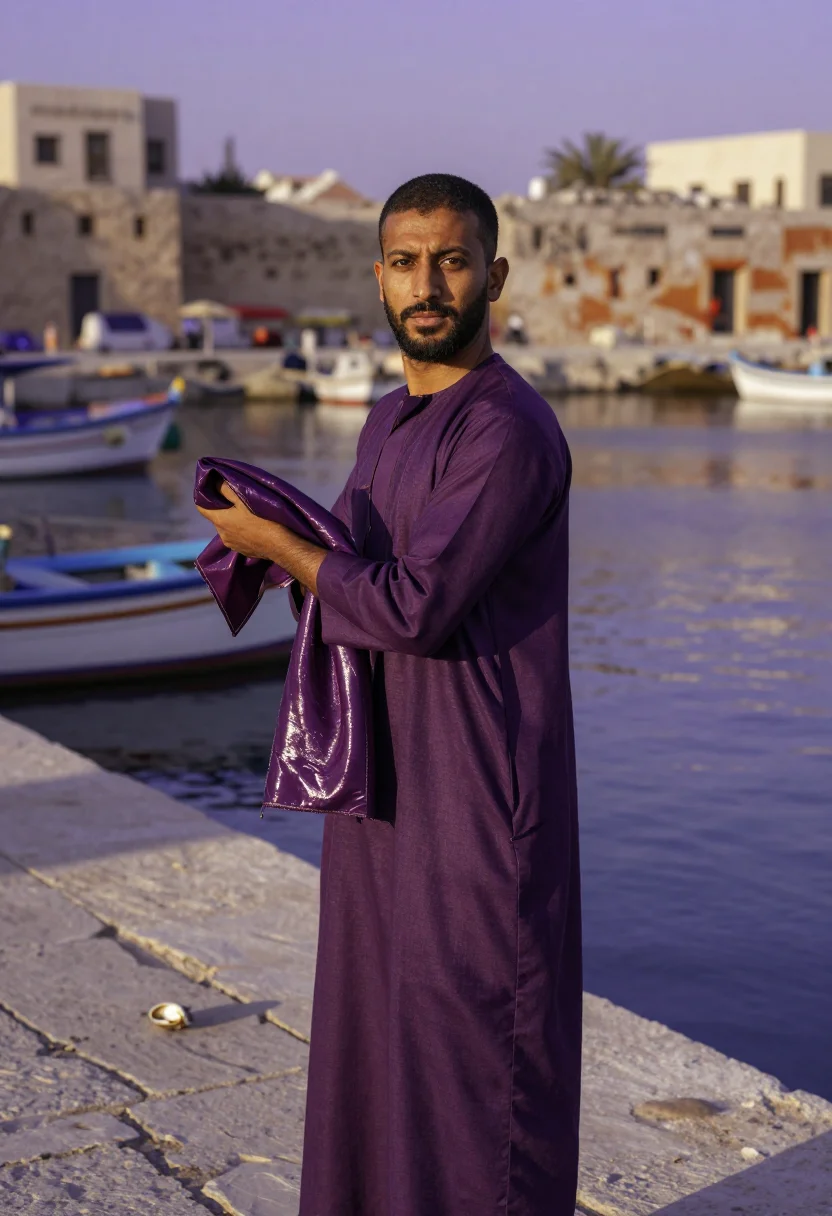 AI tyre purple sample — portrait of a man, half-length portrait of a Levantine man i
