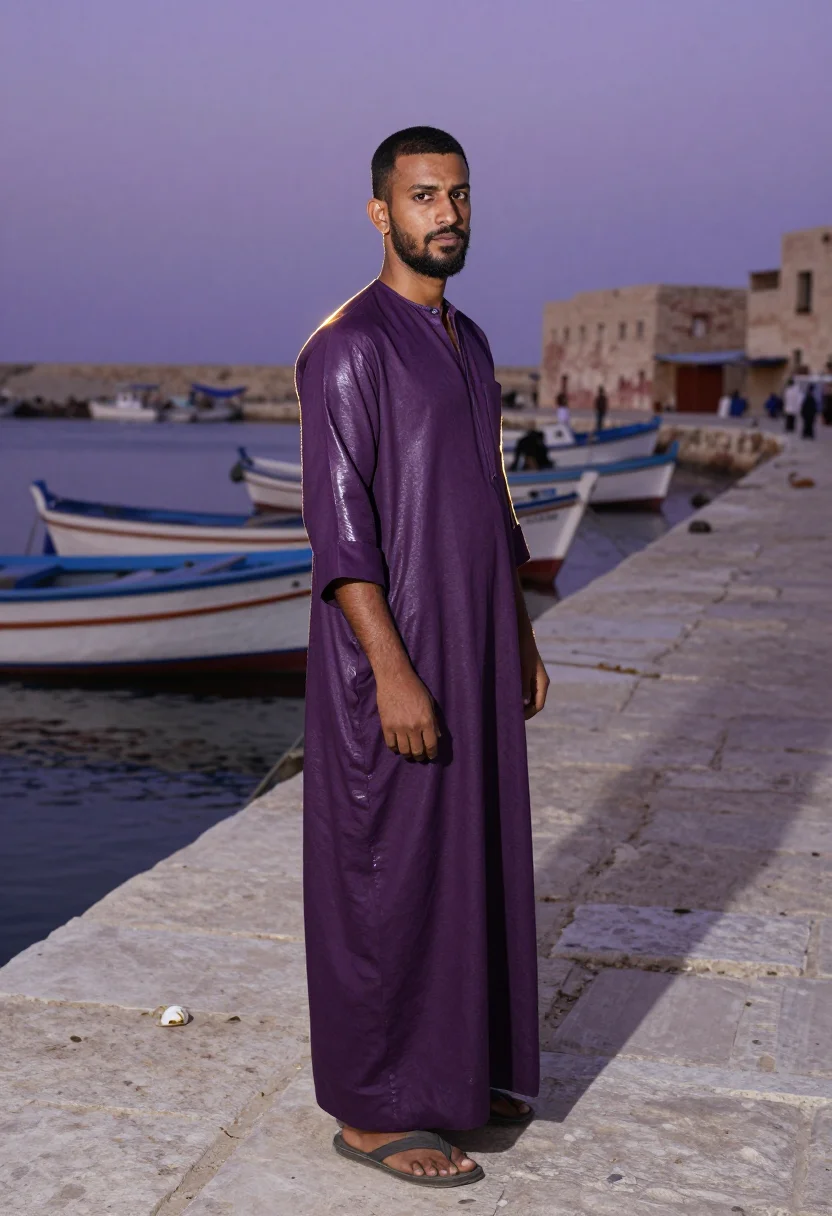 AI tyre purple sample — portrait of a man, full-length portrait of a Levantine man i