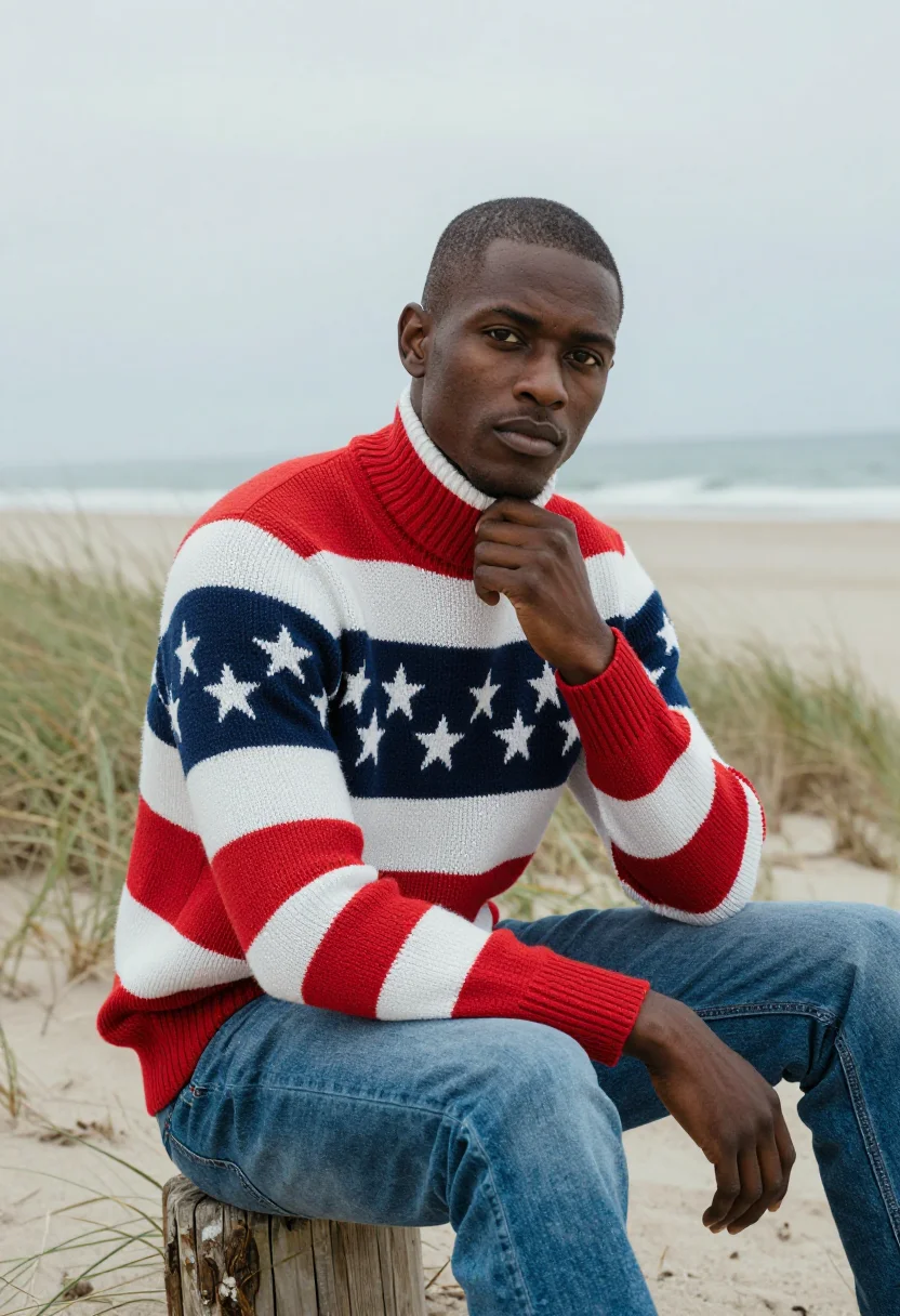 AI tyson beckford ralph lauren sample — portrait of a man, close half-length portrait of a Black man