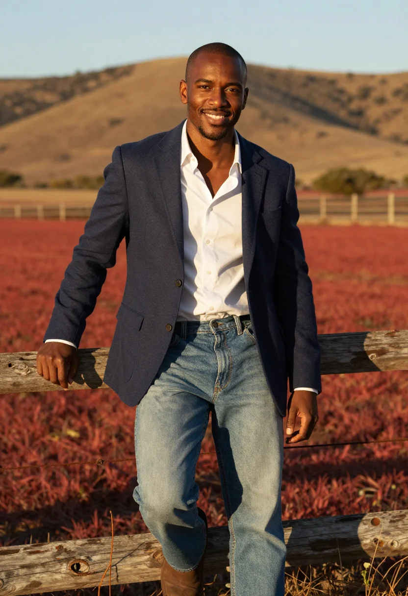 AI tyson beckford ralph lauren sample — portrait of a man, three-quarter-length portrait of a Black