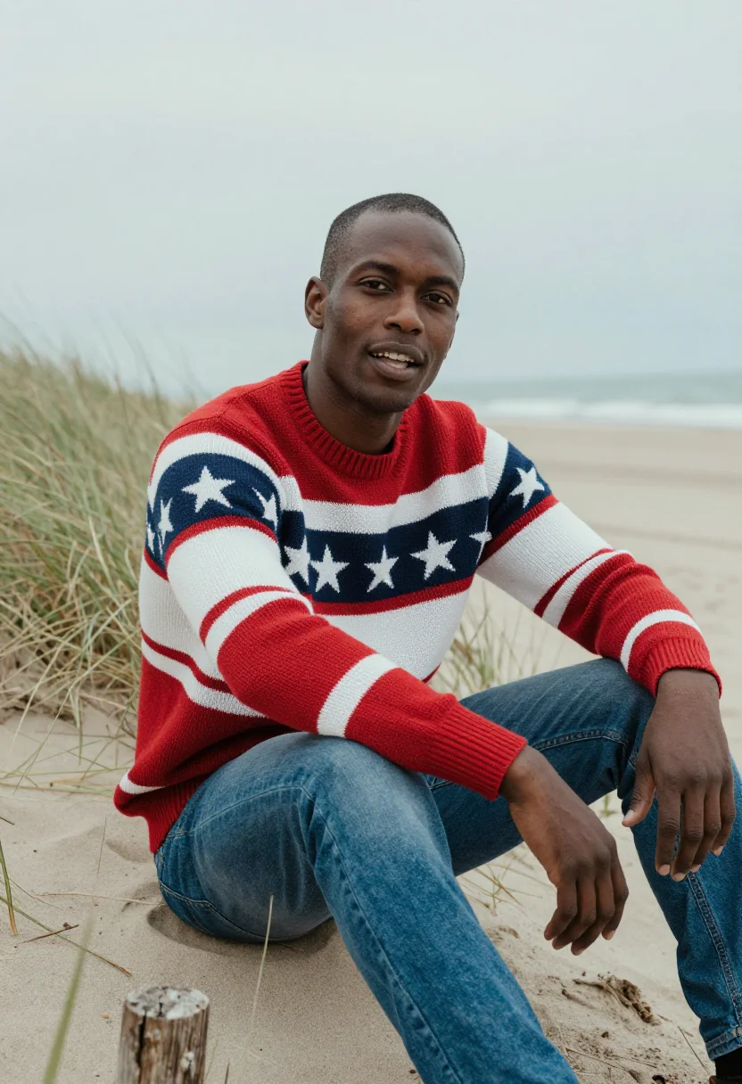 AI tyson beckford ralph lauren sample — portrait of a man, three-quarter-length portrait of a Black