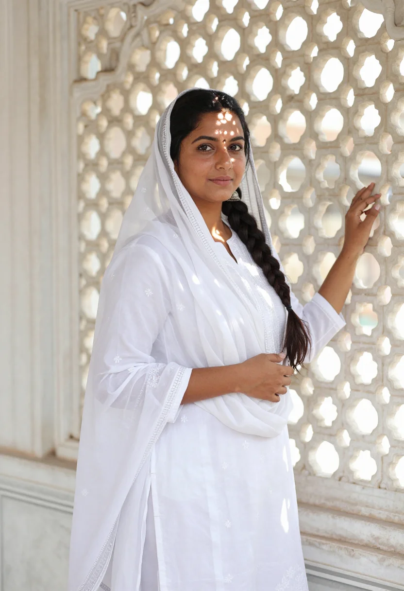 AI udaipur lake palace november white sample — portrait of a woman, half-length portrait of a Rajasthani wo