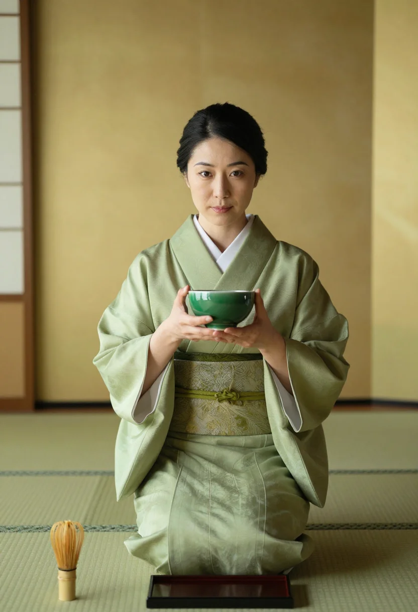 AI uji matcha sample — portrait of a woman, waist-up portrait of a Japanese woman w