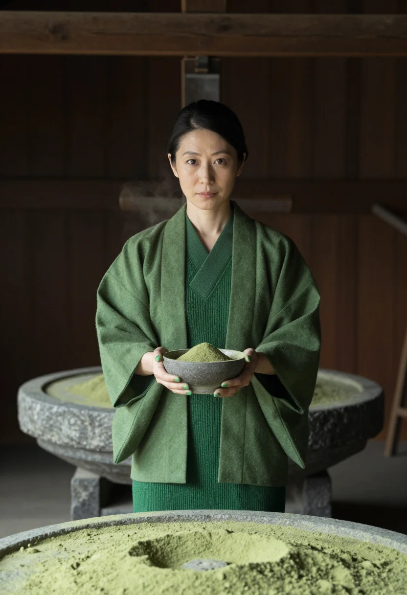 AI uji matcha sample — portrait of a woman, waist-up portrait of a Japanese woman w