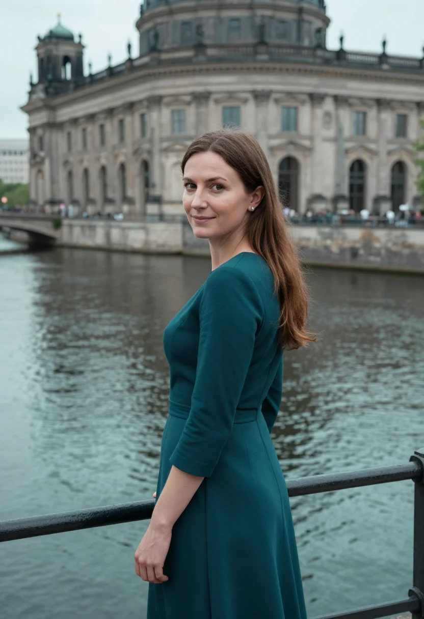 AI undine berlin museum island teal sample — portrait of a woman, a French woman aged about thirty-five w