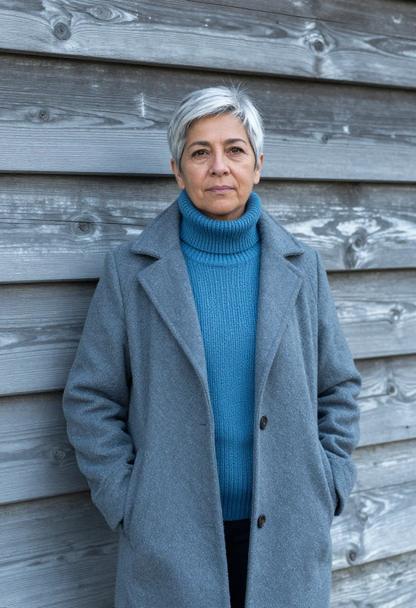 AI ushuaia marine biologist end of world grey blue sample — portrait of a woman, a Chilean marine biologist in her early