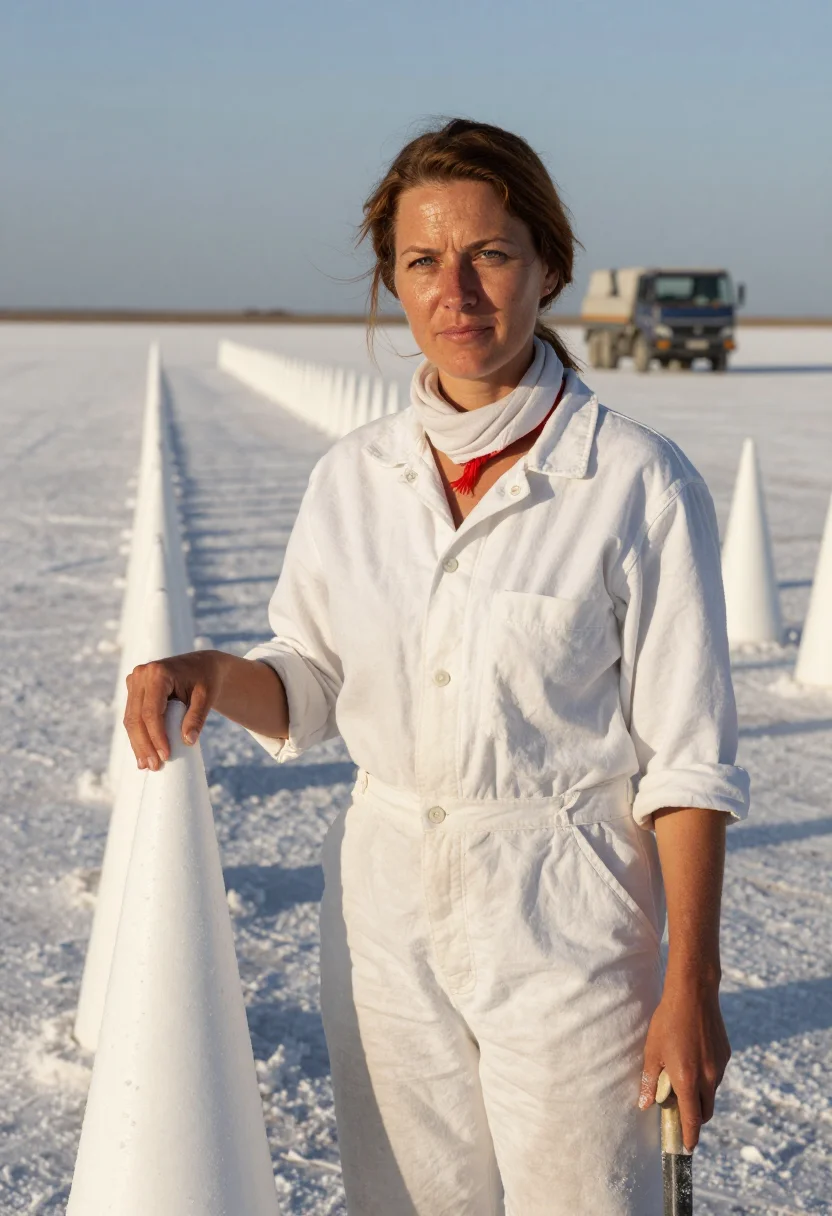 AI uyuni salt sample — portrait of a woman, half-length portrait at chest height of