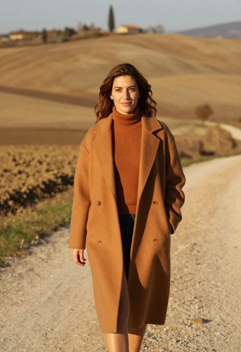AI val d orcia october ochre sample — portrait of a woman, half-length portrait of a Tuscan woman
