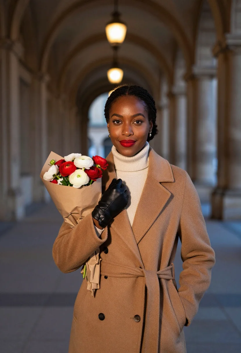 AI valentine paris sample — portrait of a woman, chest-up portrait of a Black woman in h