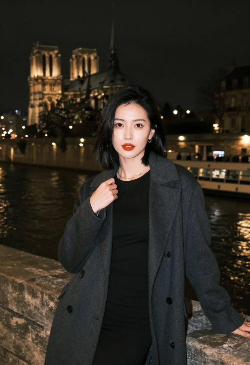 AI valentine paris sample — portrait of a woman, chest-up portrait of an East-Asian woma