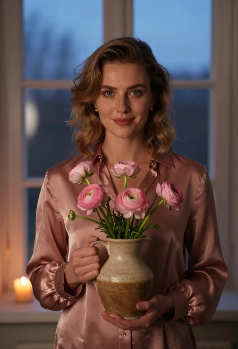 AI valentine table rose sample — portrait of a woman, chest-up portrait of a Western-European