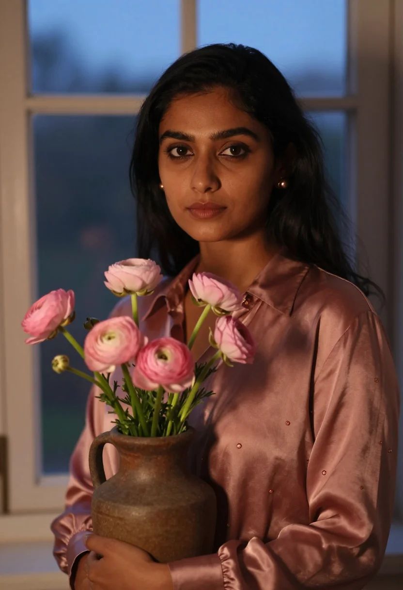 AI valentine table rose sample — portrait of a woman, tight head-and-shoulders portrait of a