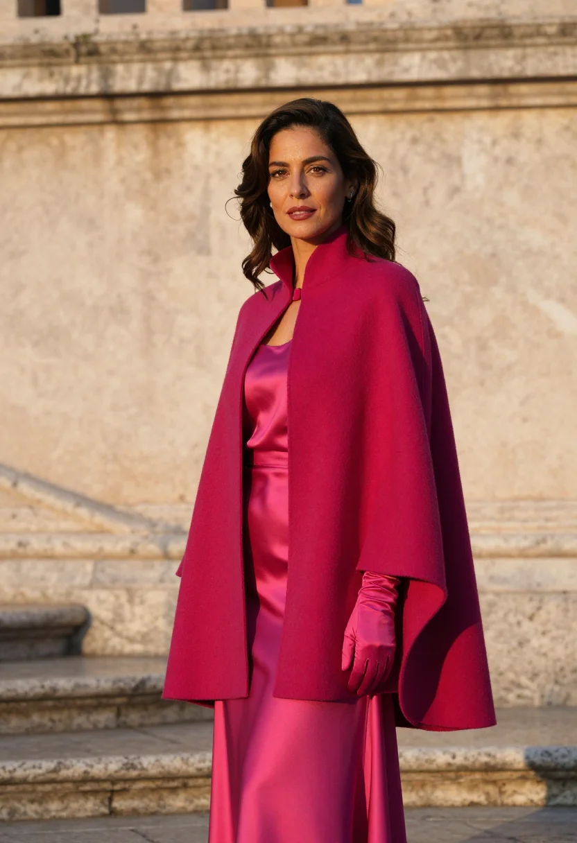 AI valentino pp pink piazza mignanelli fuchsia sample — portrait of a woman, a Spanish woman in her mid-thirties wit