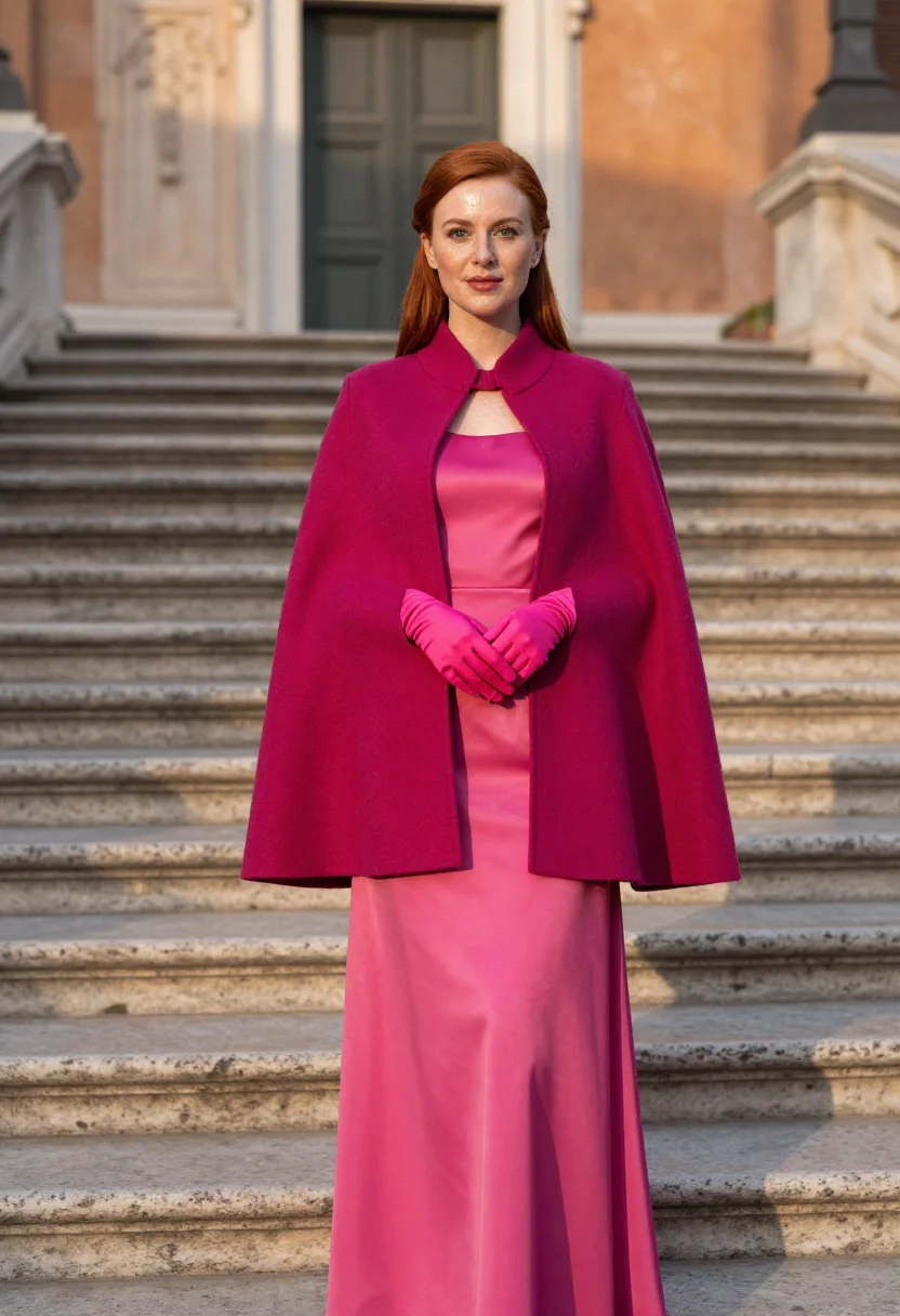 AI valentino pp pink piazza mignanelli fuchsia sample — portrait of a woman, an Irish woman in her mid-twenties with