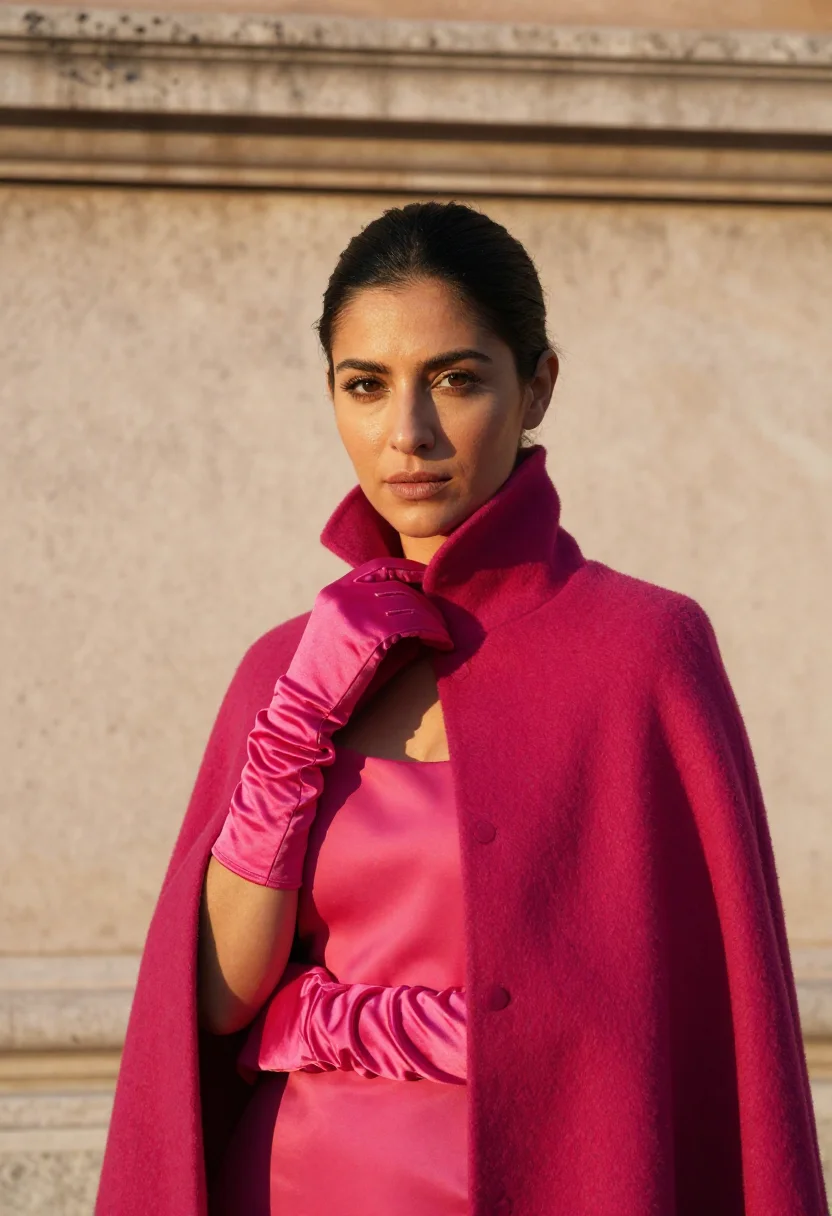 AI valentino pp pink piazza mignanelli fuchsia sample — portrait of a woman, an Italian woman in her early thirties