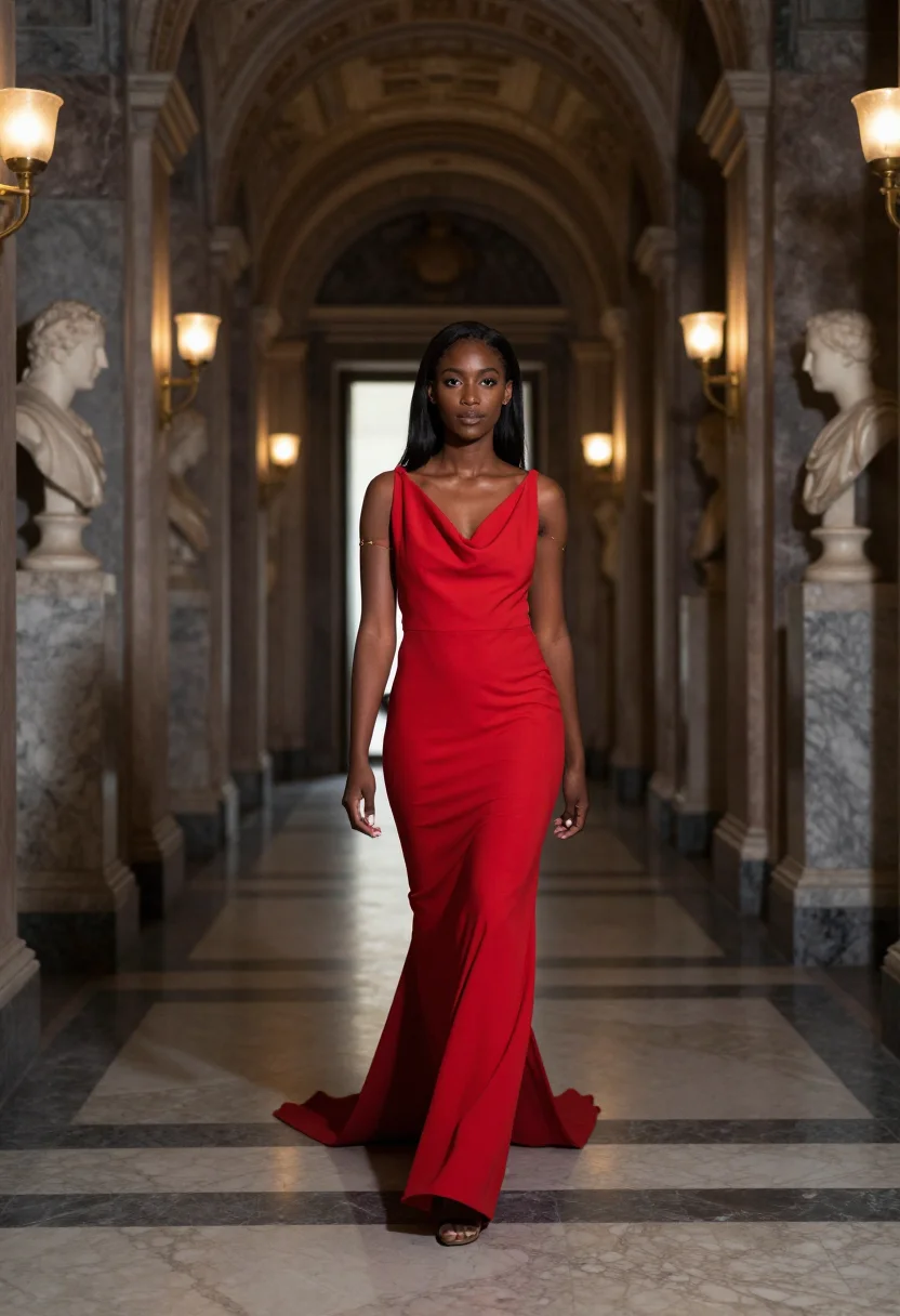 AI valentino rosso sample — portrait of a woman, full-length portrait of a Black woman w