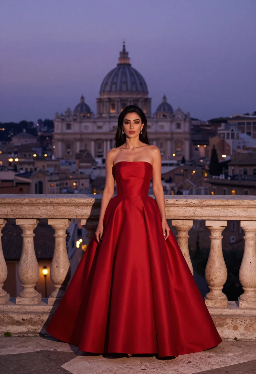 AI valentino rosso sample — portrait of a woman, full-length portrait of a Middle-Easter