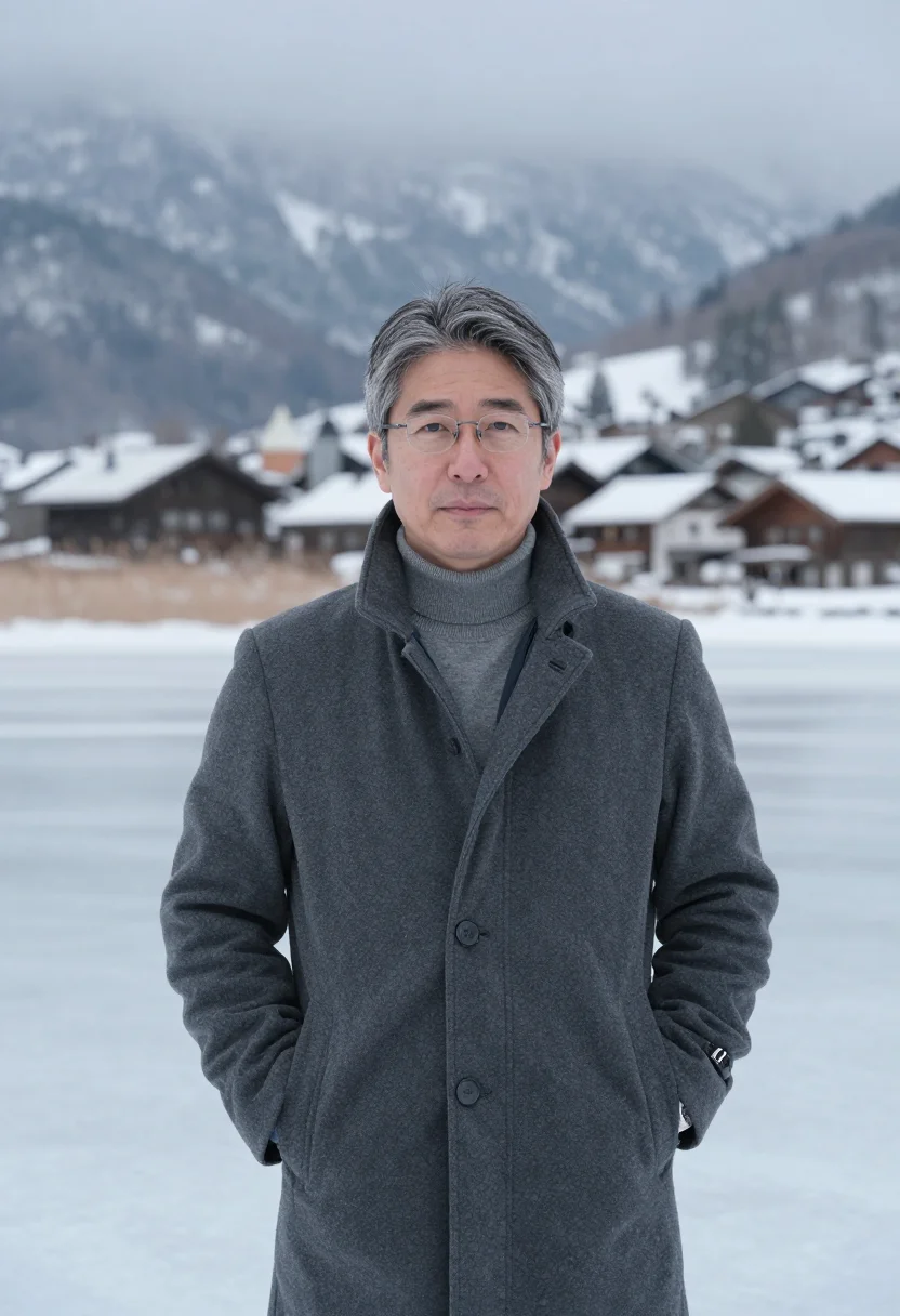 AI vallee de joux slate january sample — portrait of a man, framed half-length, a Japanese man in his