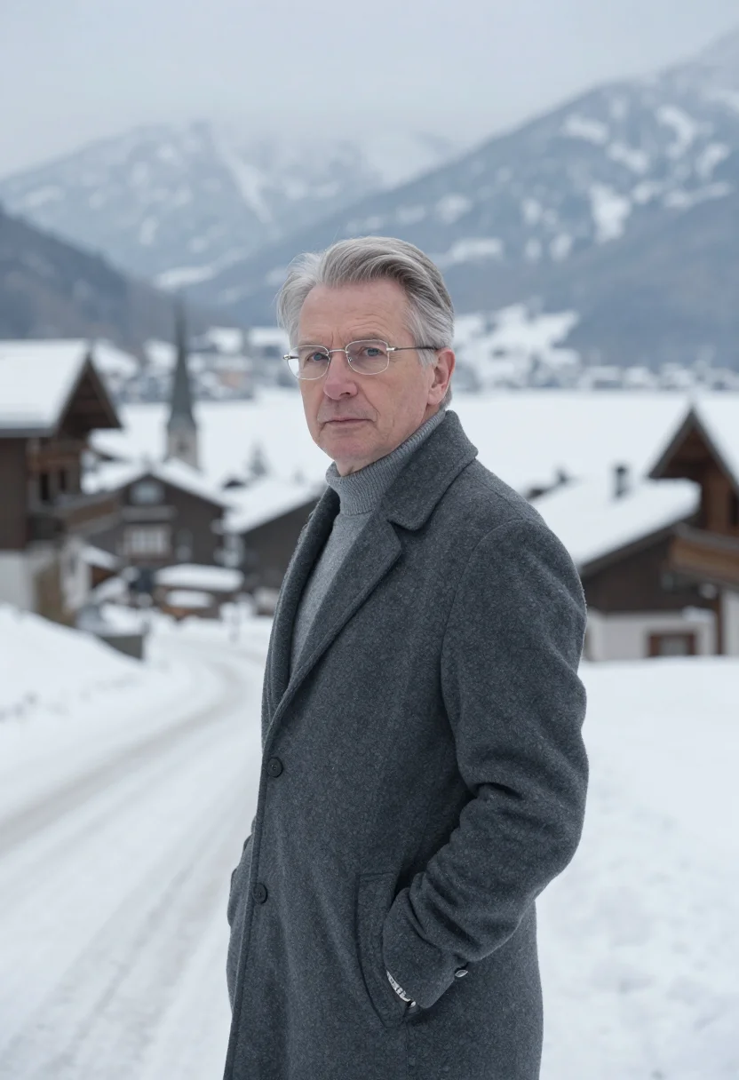AI vallee de joux slate january sample — portrait of a man, framed chest-up, a man in his sixties wit