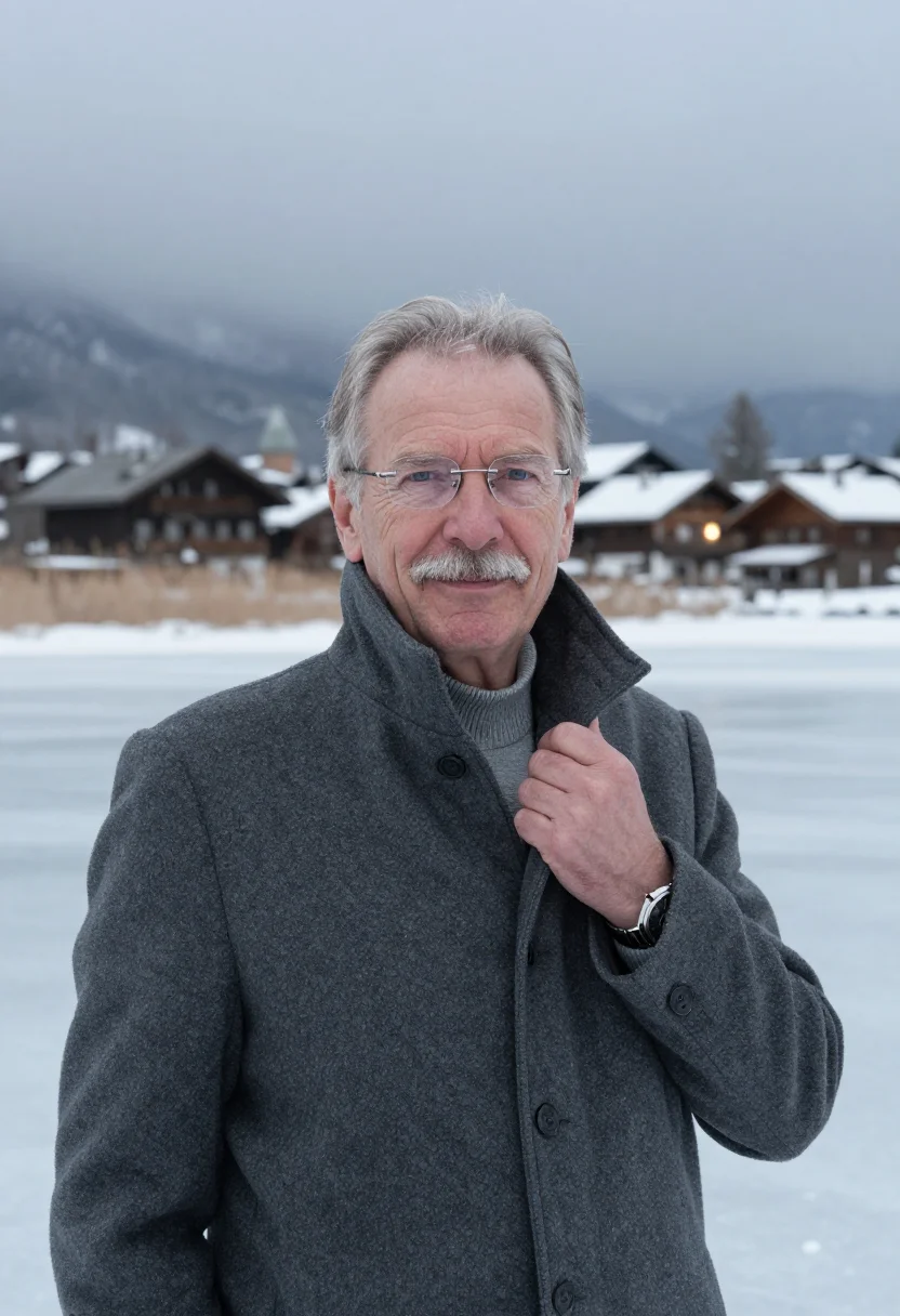 AI vallee de joux slate january sample — portrait of a man, framed chest-up, a French-Swiss man in hi