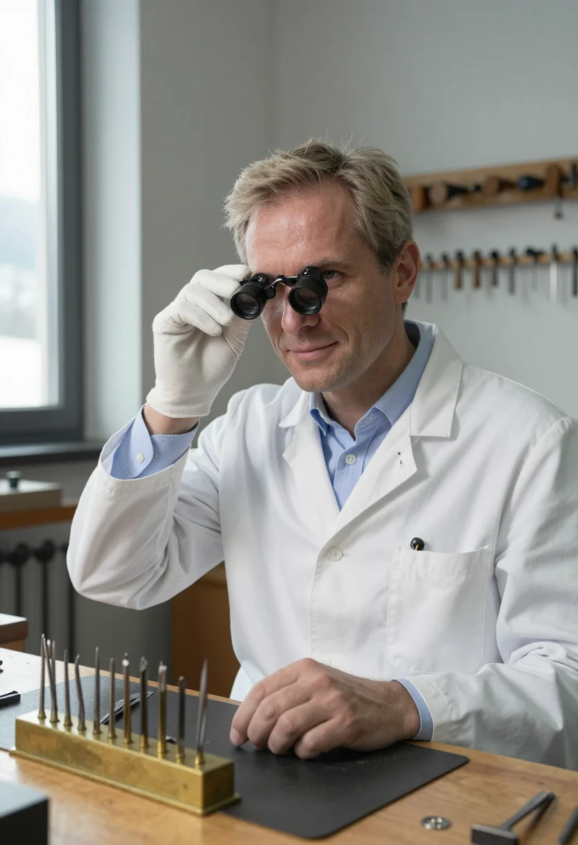 AI vallee de joux watchmaker sample — portrait of a man, mid-torso portrait of a Swiss man in his