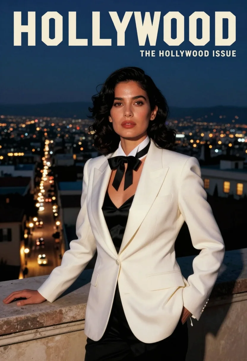 AI vanity fair hollywood issue sample — portrait of a woman, three-quarter-length portrait of a woma